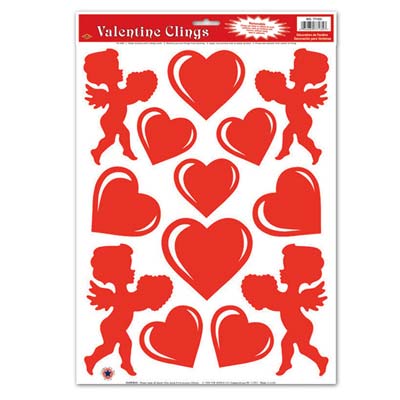 Valentine's Day Static Clings-12 sheets per pack