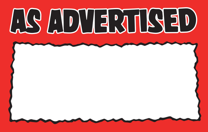 As Advertised Shelf Signs Price Signs-Red & Black-5.5"W x 3.5"H-200 signs