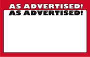 As Advertised Shelf Signs Price Cards-Red & Black-7" W x 5.5" H-100 signs - screengemsinc