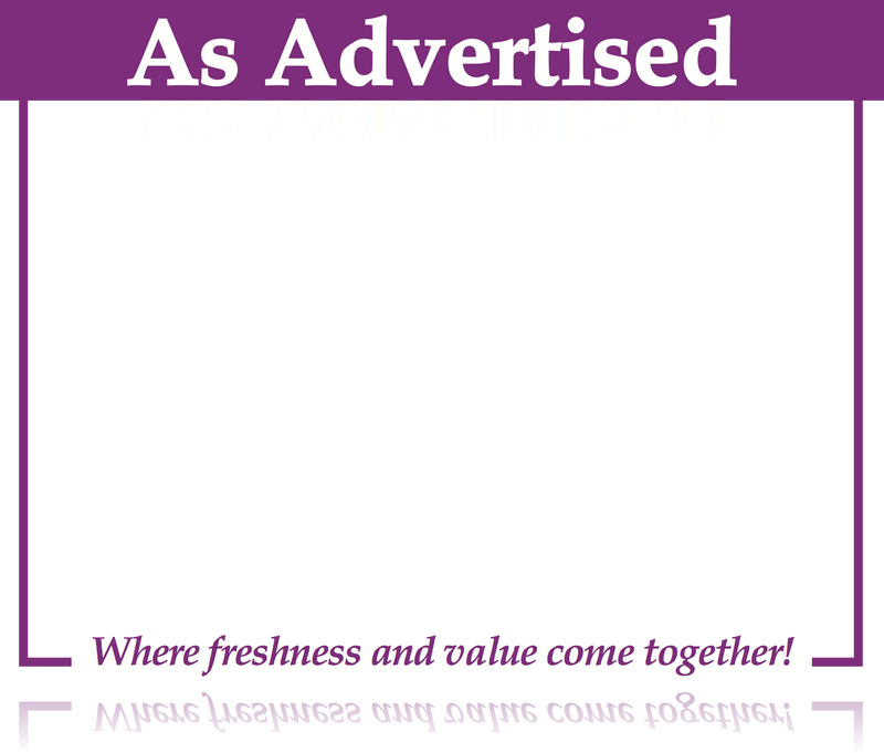 As Advertised Freshness Shelf Signs Price Cards-1 UP Laser Compatible-11"W x 8.5"H -100 signs