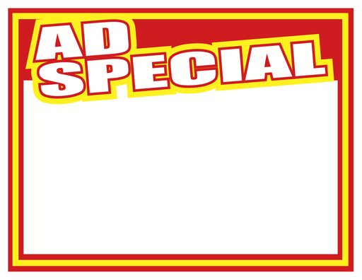 Ad Special Shelf Signs Price Cards-Laser Compatible-11"W x 8.5"H -100 signs - screengemsinc