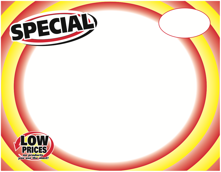 Special Circle Shelf Signs Price Cards-1 UP Laser Compatible 11"W x 8.5"H-VALUE PACK-1000 signs