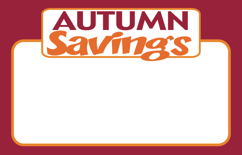 Autumn Savings Shelf Signs-5.5" W x 3.5" H- 10 signs
