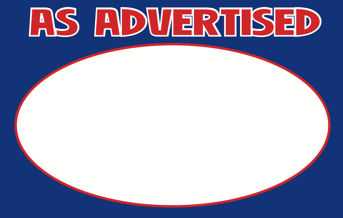 As Advertised Shelf Signs Price Cards 11" W x 7" H-100 signs