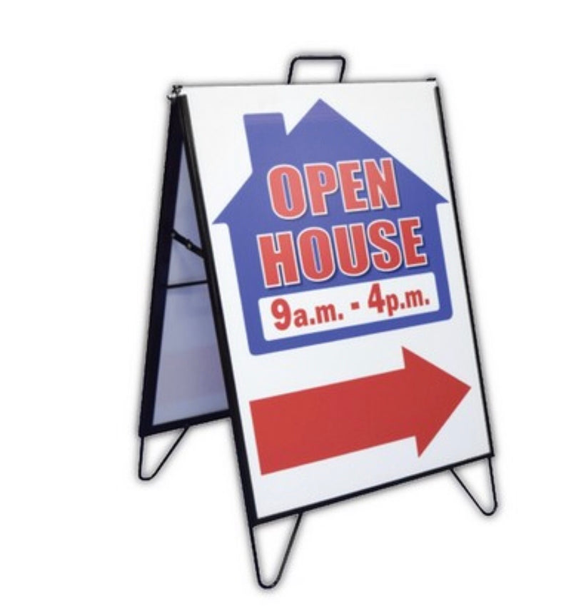 A Frame Sign Inserts & Sign Holder Frame Set-Black Metal Sidewalk Frame-24" x 32"