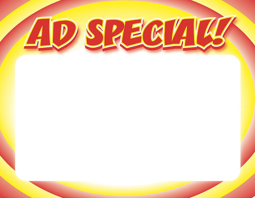 Ad Special Circle Shelf Signs Price Cards-1 UP Laser Compatible 11"W x 8.5"H-100 signs