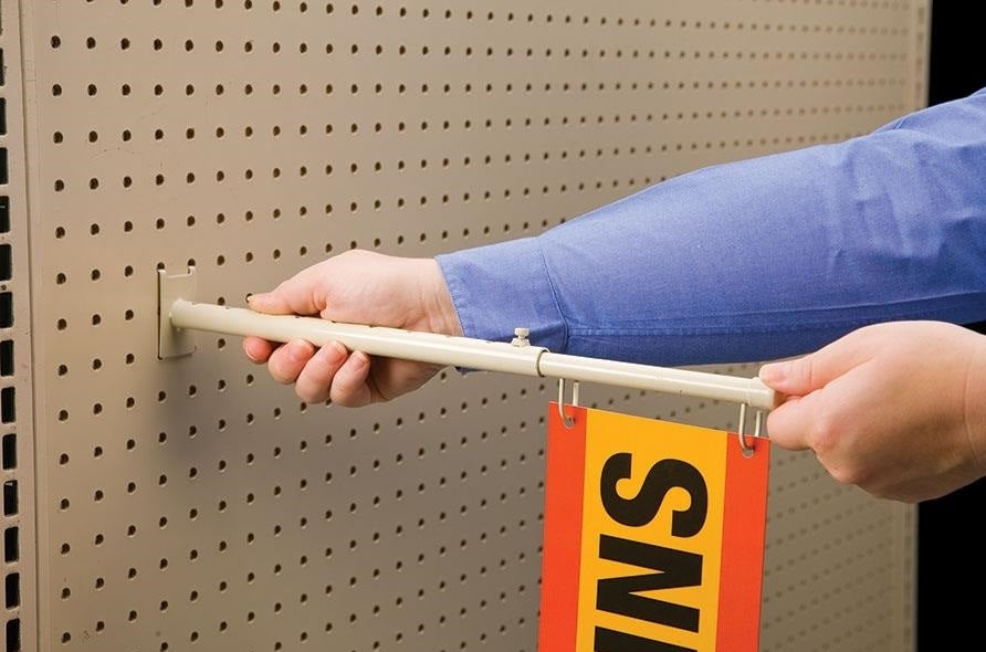 Telescopic Aisle Invader Peg Board Sign Holder w/ Adjustable Hooks ...