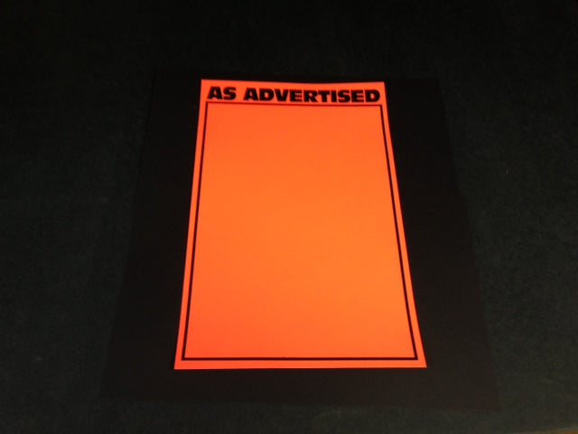 As Advertised Shelf Signs Price Cards-Orange Day Glo -7"W x 11"H-100 signs