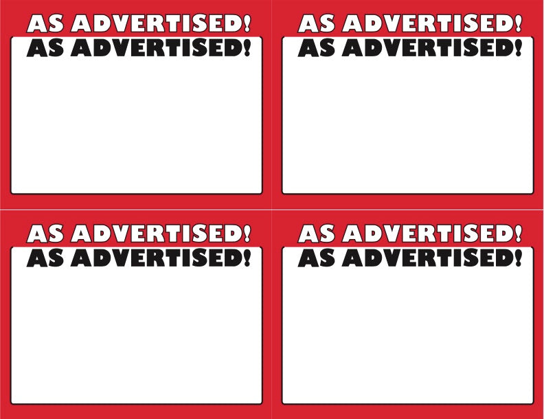 As Advertised Shelf Signs Price Signs Laser Compatible