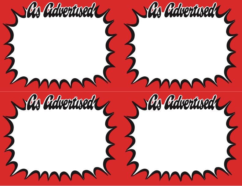 As Advertised Starburst Shelf Signs Price Cards Printable