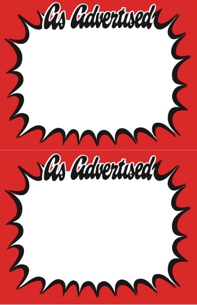 Red As Advertised Shelf Signs