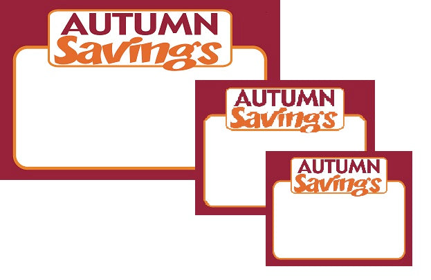 Autumn Savings Shelf Signs-Combo Pack-30 signs