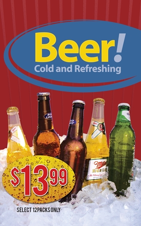 Beer Floor Stand Stanchion Signs-22" W x 28" H