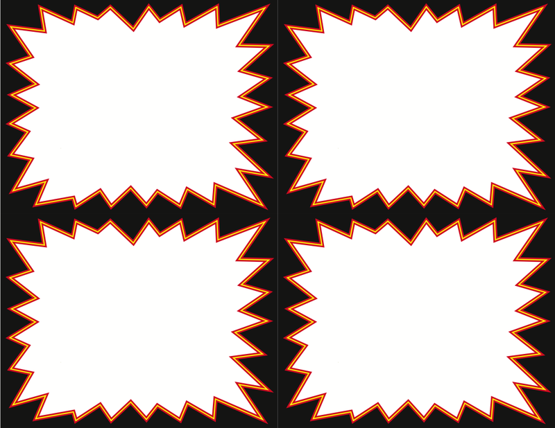 Black & Red Starburst Shelf Signs Price Cards- 4 up