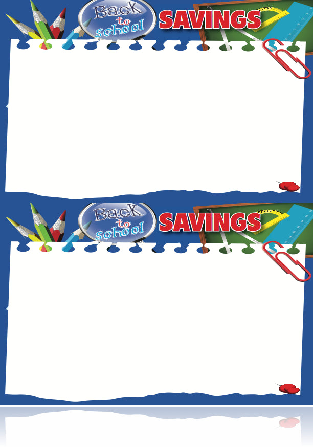 Back to School Laser Printer Compatible Shelf Signs -2UP-8.5"W x 11"H-200 signs