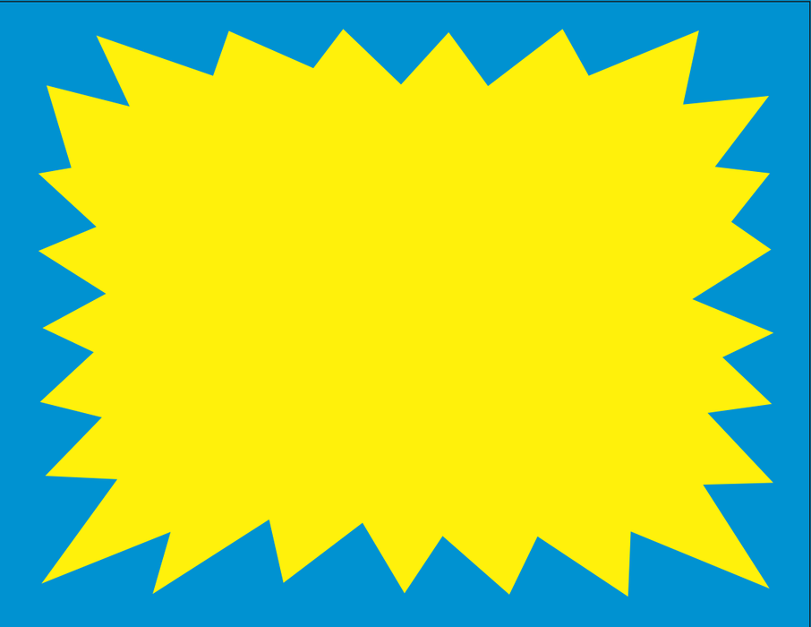 Blue & Yellow Starburst Shelf Sign Price Cards 11"W x 8.5"H Laser Compatible-100 signs