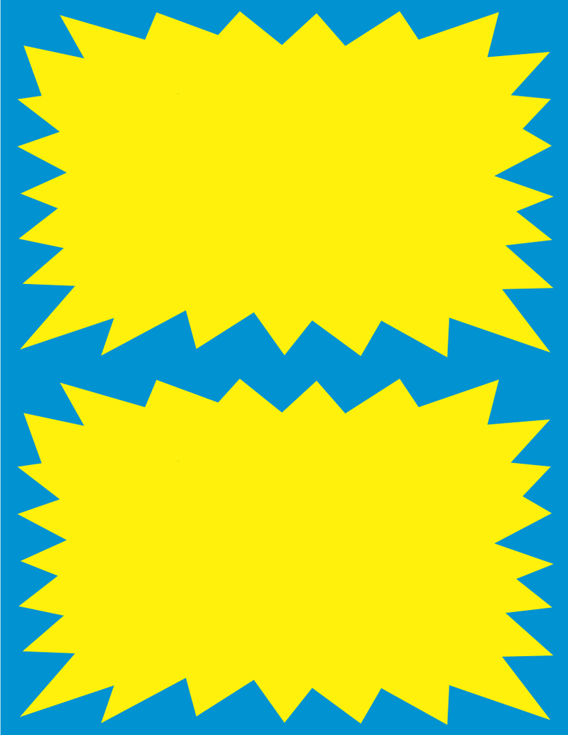 Blue & Yellow Shelf Signs Price Cards 8.5"W x 11"H-2 UP Laser Compatible-200 signs