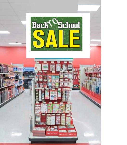 Back to School Sale Gondola End Cap Hanging Sign Ceiling Dangler-36" W x 24" H