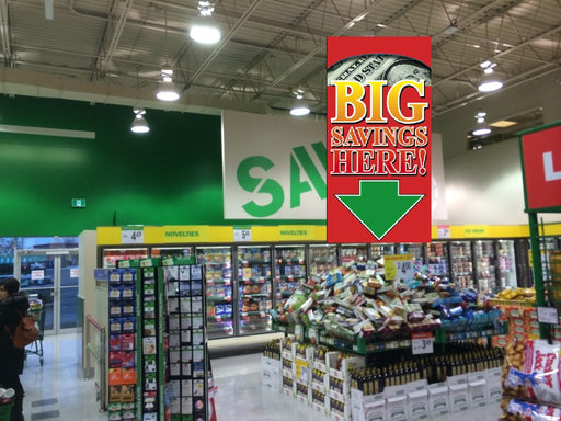 Big Savings Ceiling Danglers Hanging Sign for retail stores and supermarkets