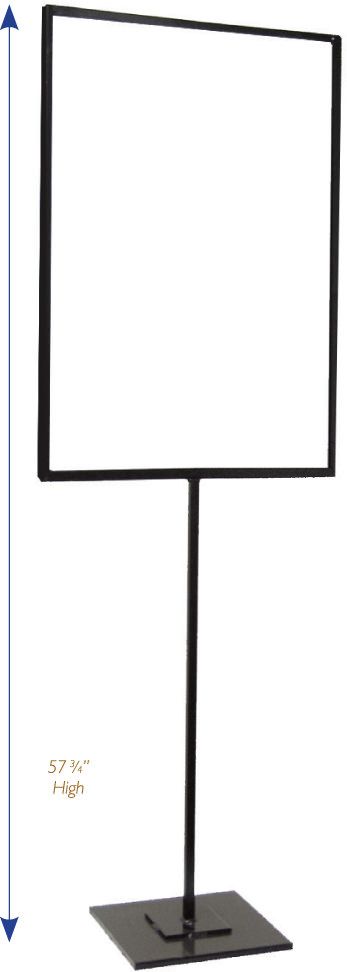 Black Floor Stand-Stanchion Stand Sign Holders-Heavy Duty Base