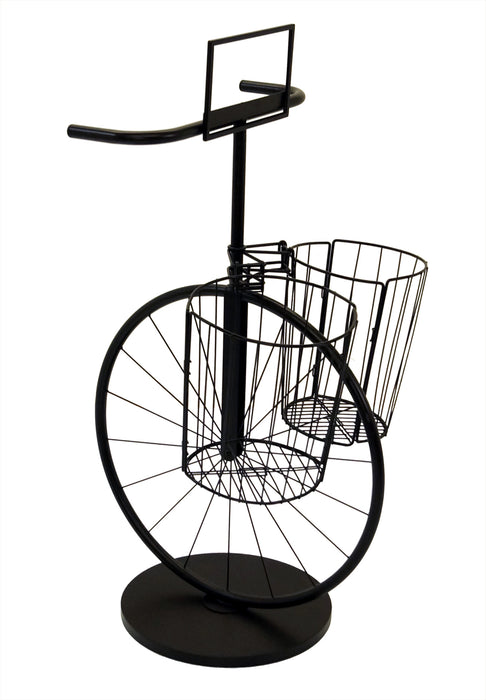 Black Metal Bike Display with 2 Wire Baskets - 28"L x 25 1/4"W x 48"H