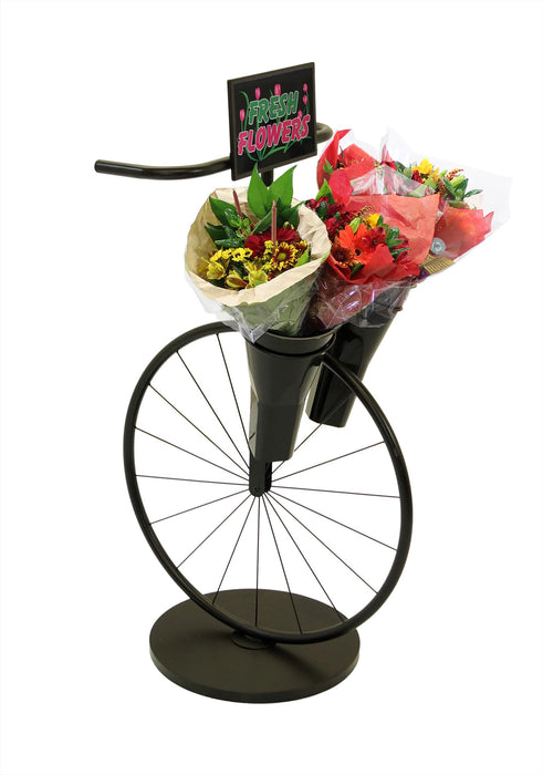 Black Metal Bike Floral Display With 2 Floral Buckets - 28"L x 25 1/4"W x 48"H