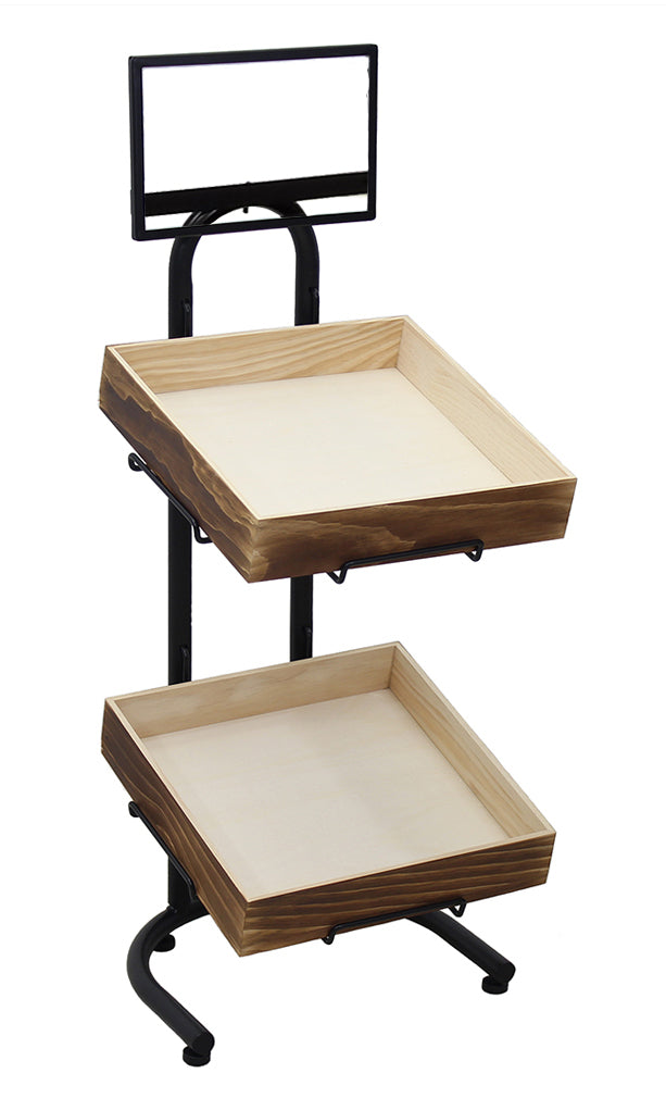 Black Metal Display Rack with 2 Wooden Crates-39