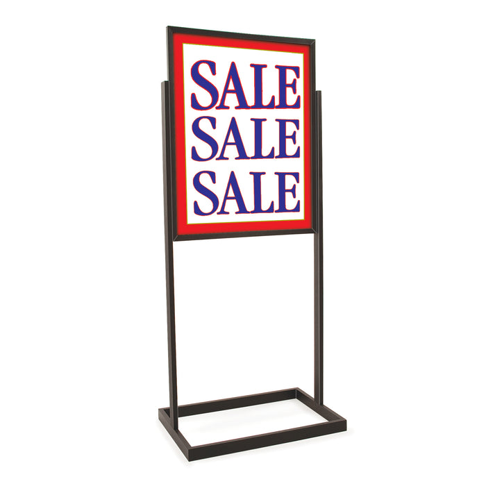 Floor Stand Stanchion Stand Sign Holder- Rectangular Tubing Base-Black 56" Tall