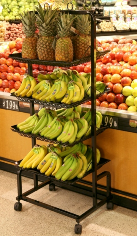 Black Metal Produce Rack with Shelf Liners