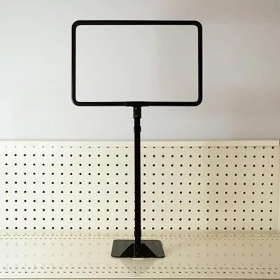 Horizontal Matte Black Metal Sign Frame Flat Base Adjustable Stem - 11"L x 7"H