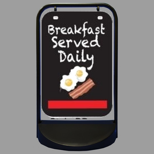 Breakfast Served Daily Sign & Sidewalk Swing Sign Holder Set