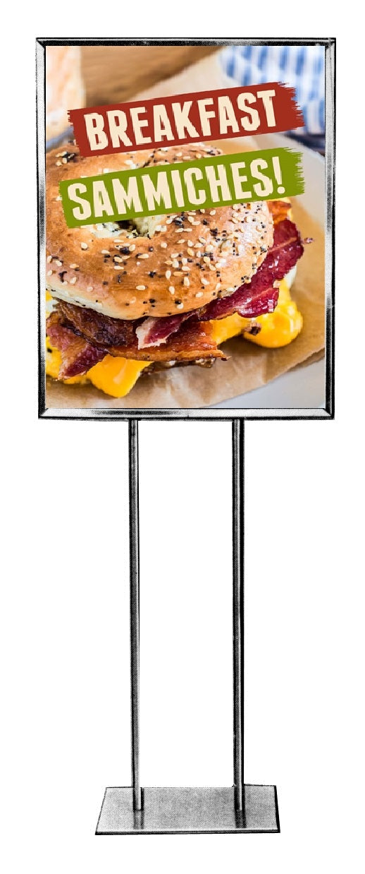 Breakfast Sandwiches Floor Stand Stanchion Sign-Fun