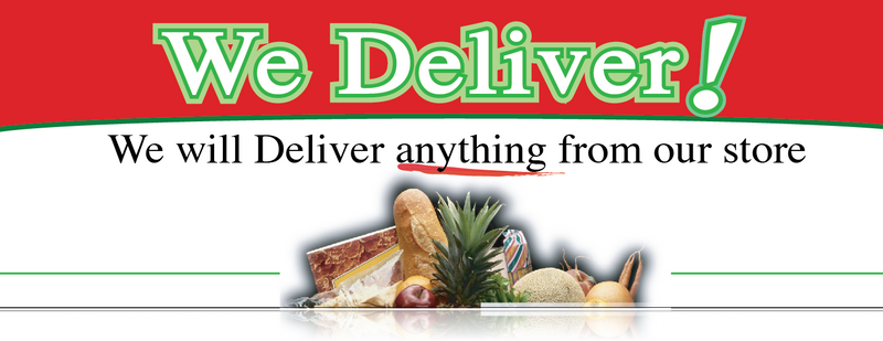 We Deliver Ceiling Dangler 32"W x 24"H
