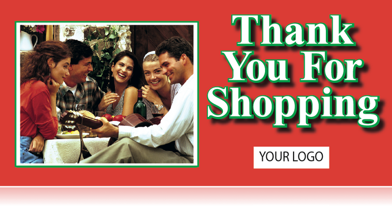 Semi Custom Thanks for Shopping Ceiling Dangler 28" W x 22" H