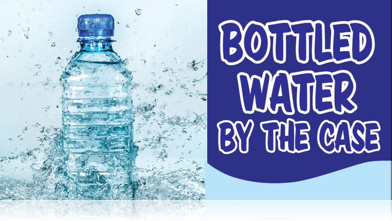 Bottled Water by the Case ceiling dangler