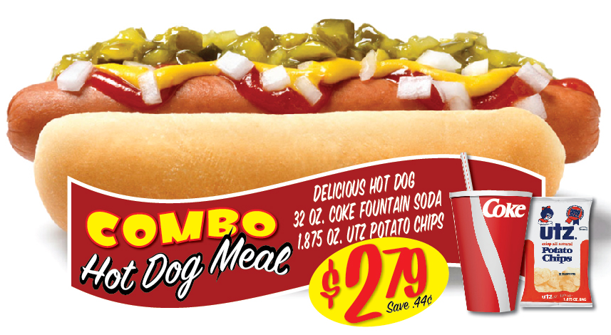 Ceiling Dangler Sign- Hot Dog Combo Meal Deal