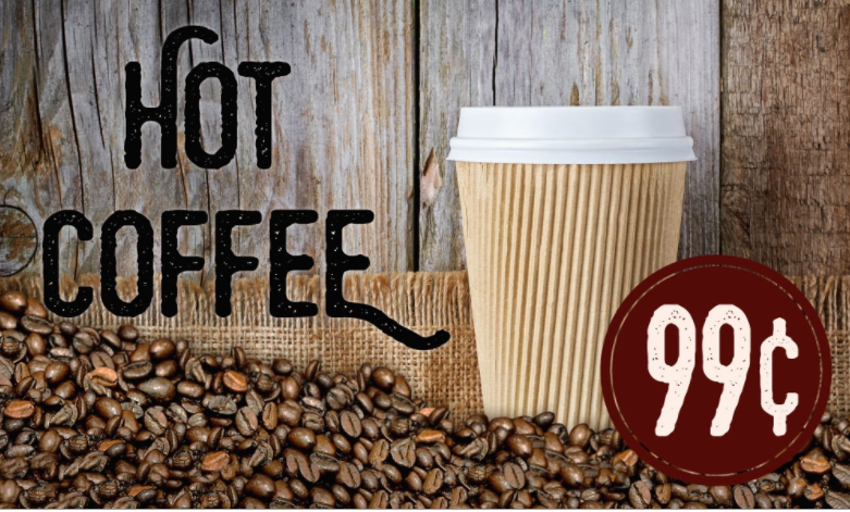 Ceiling Dangler Mobile Sign-Hot Coffee with Custom Price  screengemsinc