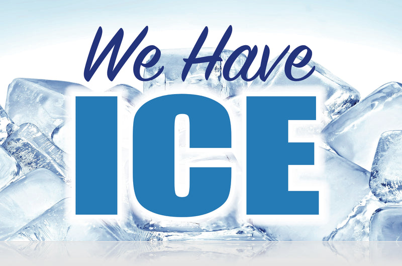 Ceiling Dangler Mobile Sign-We Have Ice