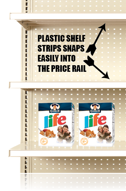 White Price Channel Molding Shelf Strips-48" x 1.25" -100 pieces - screengemsinc