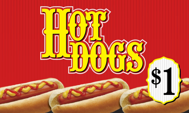 Ceiling Dangler Mobile Sign-Hot Dogs with Your Price
