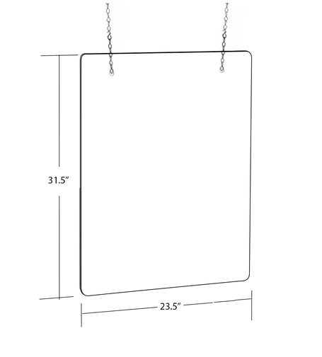 Checkout Counter Protective Barrier Sneeze 23.5" x 31.5" Guard Shields Hanging Kits- 2 pieces
