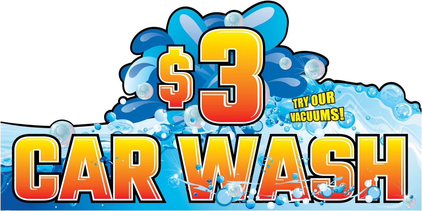 Car Wash $3 Wall Sign-96" W x 48" H