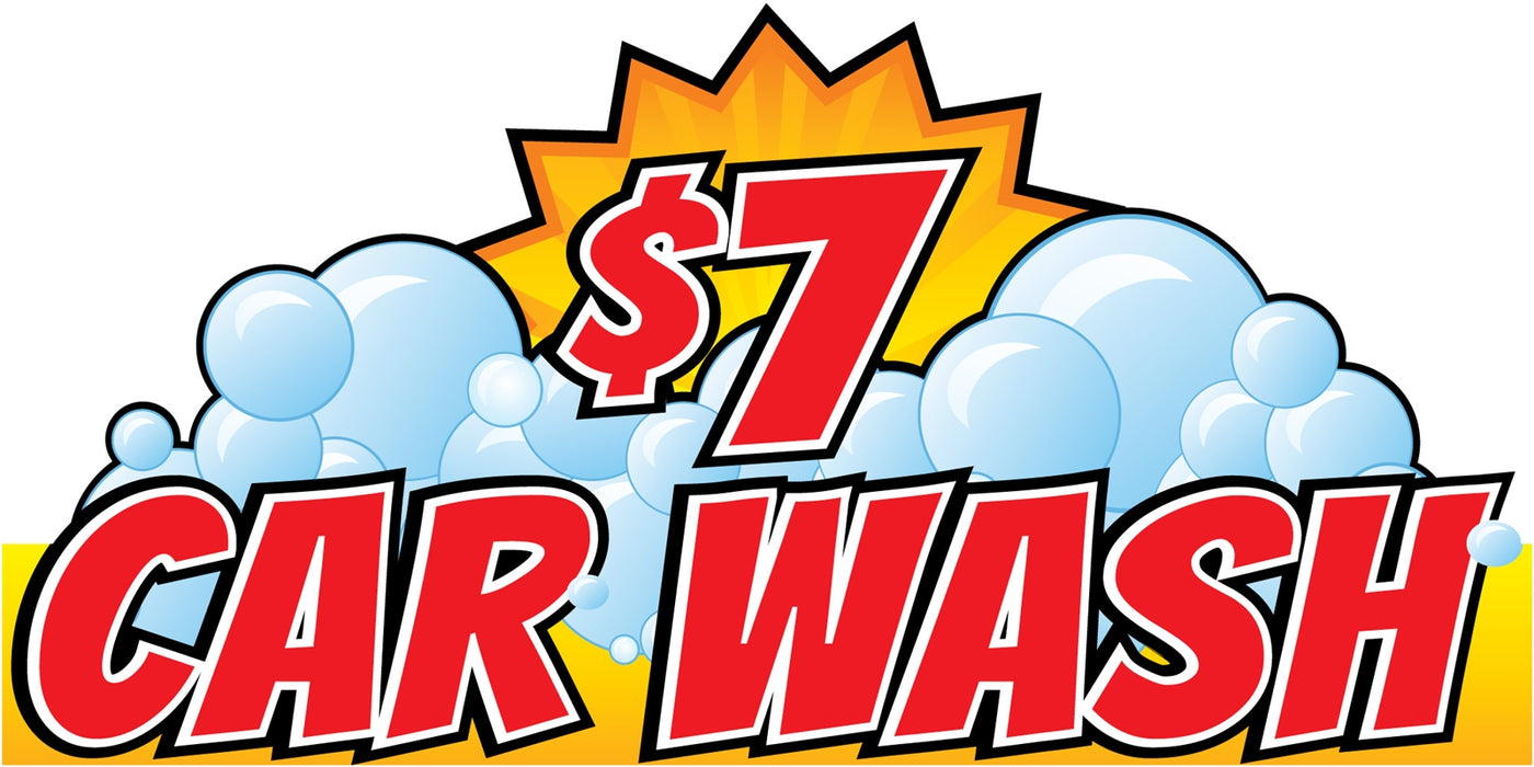 Car Wash $7 Wall Sign-96" W x 48" H