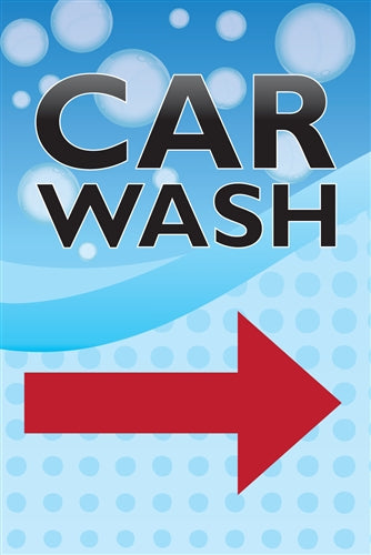 Car Wash Window Sign Poster with Arrow-36"W x 48"H