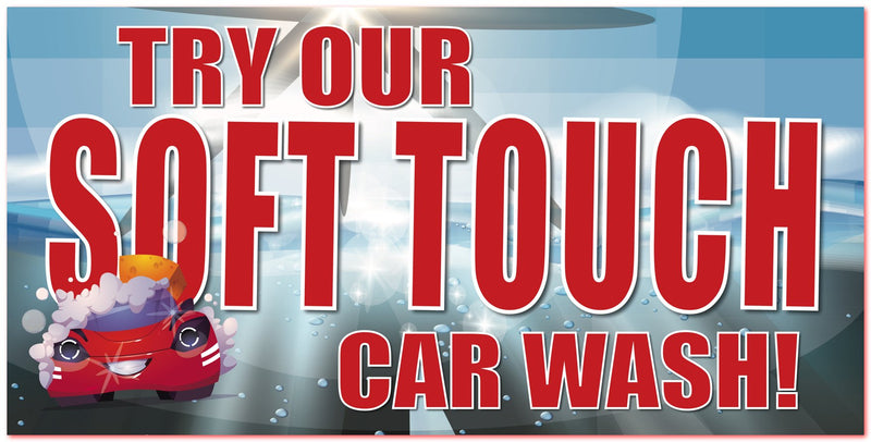 Soft Touch Car Wash Banner-5'W x 3'H