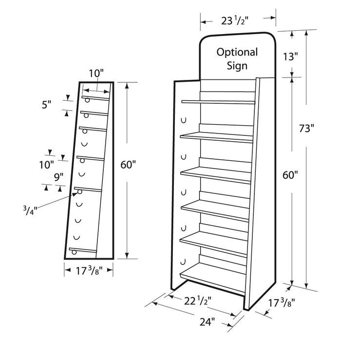 Large Cardboard 6 Shelf Display Bin