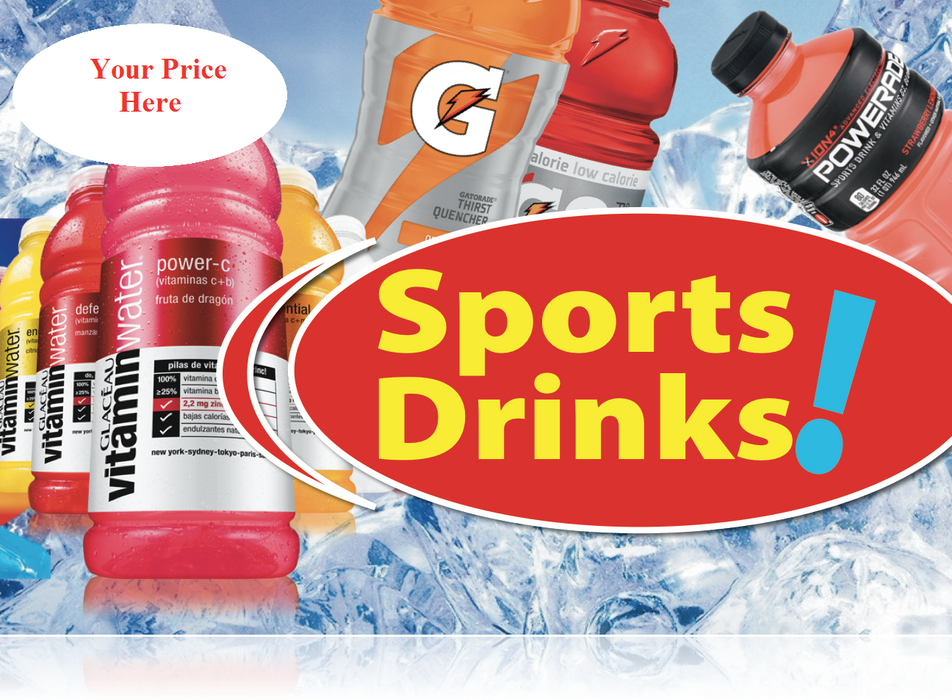 Ceiling Dangler Mobile Sign-Sports Drinks with Custom Price