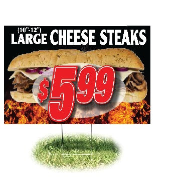 Cheesesteaks Lawn Yard Signs-24"W x 18"H