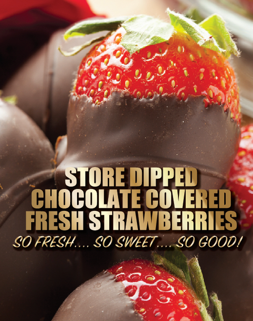 Chocolate Covered Strawberries Window Sign Poster