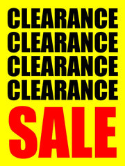 Clearance Sale Retail Floor Stand Sign yellow background with black & red lettering
